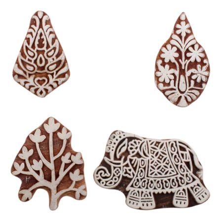 Set of 4 Piece New Mix Wooden Printing Block